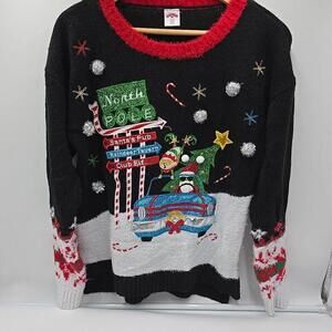 Holiday Time Santa's Pub‎ Reindeer Tavern Ugly Christmas Party Sweater Unisex S